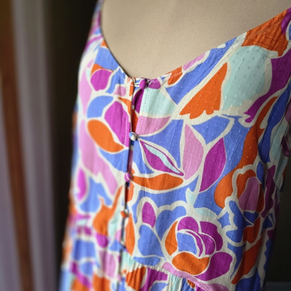 FRNCH Amande Colorful Floral Tiered Maxi Dress Size S  - Picture 3 of 8